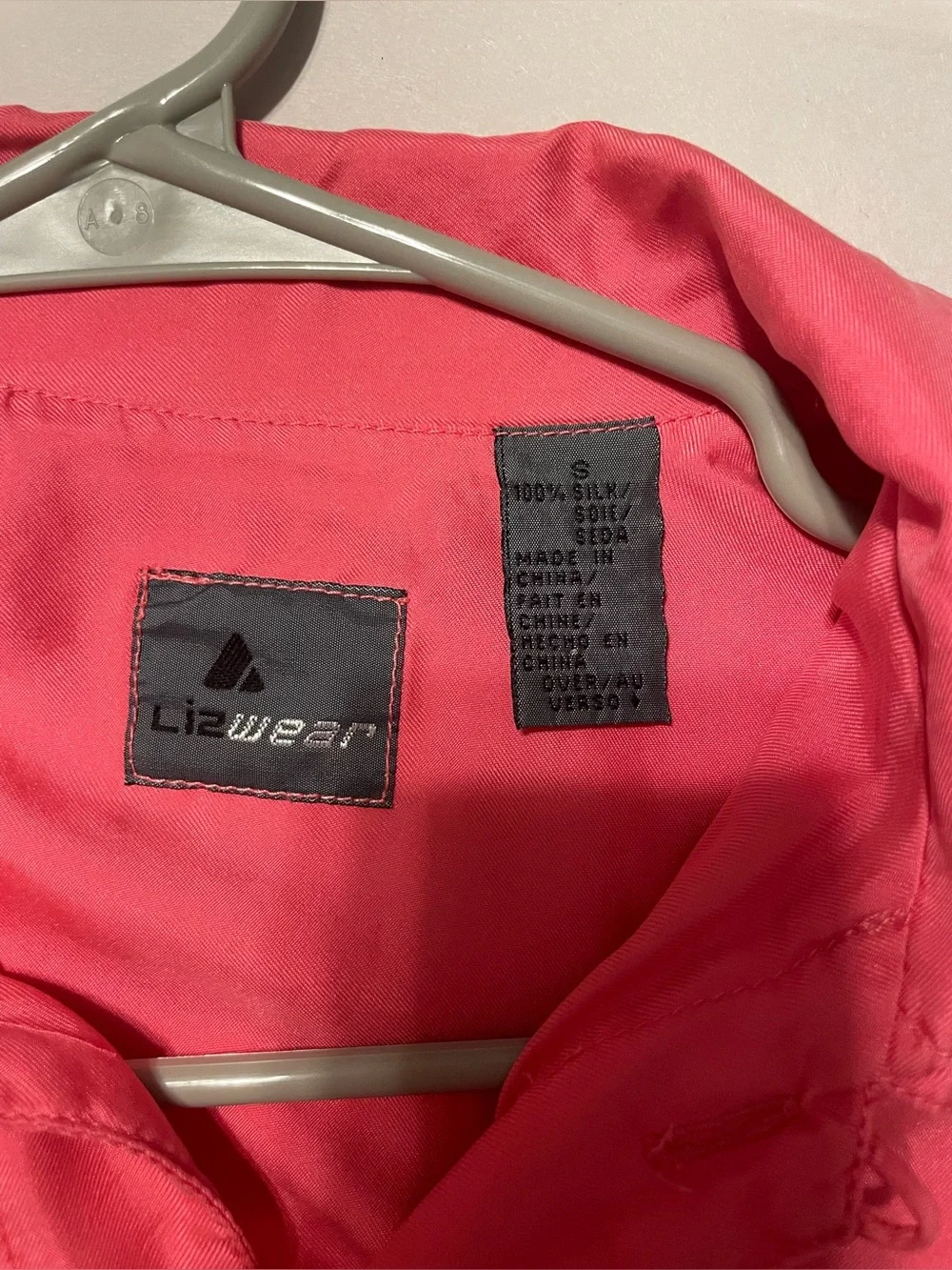 Lizwear Silk Button Front Blouse – Coral Pink | Size S